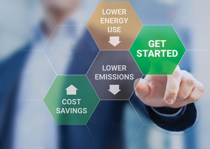 Image: Get Started button on a touch screen